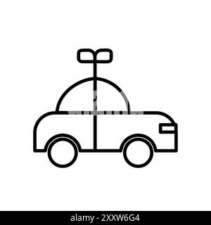 Clockwork car toy icon Flat set in black and white color outline vector Stock Vector