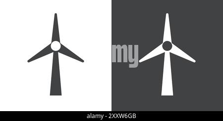 Wind turbine icon Flat set in black and white color outline vector Stock Vector