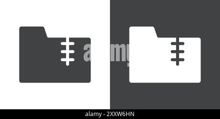 Zipped file icon Flat set in black and white color outline vector Stock Vector
