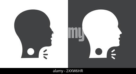 Sore throat icon Flat set in black and white color outline vector Stock Vector