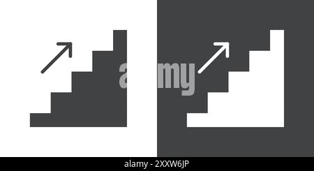 stairs icon Flat set in black and white color outline vector Stock Vector