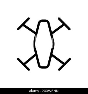 Drone Technology icon Flat set in black and white color outline vector Stock Vector