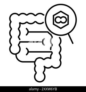 colorectral cancer icon Flat set in black and white color outline vector Stock Vector