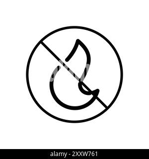 No fire icon Flat set in black and white color outline vector Stock Vector