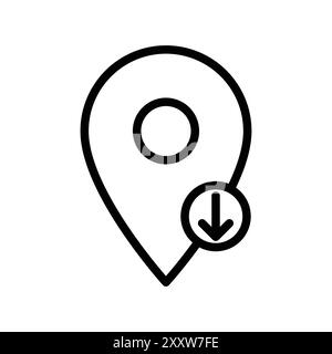 Download GPS map location icon Black line art vector in black and white ...