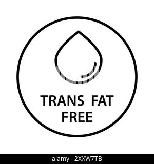 Trans fat free icon set in black and white color. simple flat vector ...