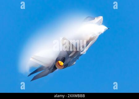 Ostrava, Czech Republic - September 16, 2023: US Air Force USAF Lockheed F-35 Lightning II stealth fighter jet plane flying. Aviation and military air Stock Photo