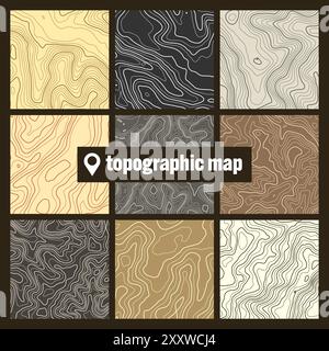 Geographic Colorful Pattern Colorful topographic map with contour lines. Geographic terrain grid ...