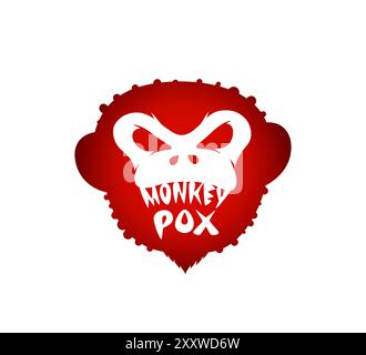 Monkeypox virus infection warning sign. Monkey pox disease outbreak epidemic from primates to humans symbol. Mpox danger and public health epidemic risk medical eps icon. MPV MPVX dangerous pandemic Stock Vector