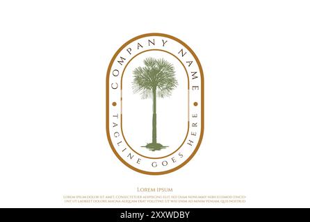Vintage Retro Palm Coconut Tree Label Badge Emblem Sticker Logo Design Vector Stock Vector