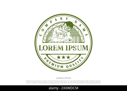 Retro Vintage Man Welding Badge Emblem for Industry Logo Design Vector Stock Vector