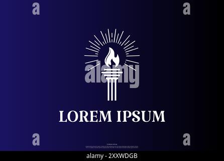 Pillar Column Burn Torch Fire Flame Light Logo Design Vector Stock Vector