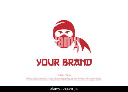 Modern Ninja Head Face Spy Mascot Character Logo Design Vector Stock Vector