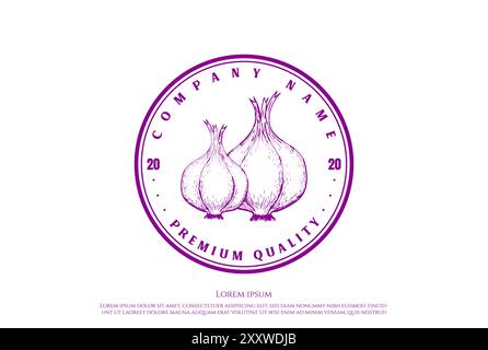 Vintage Retro Red Onion Badge Emblem Logo Design Vector Stock Vector