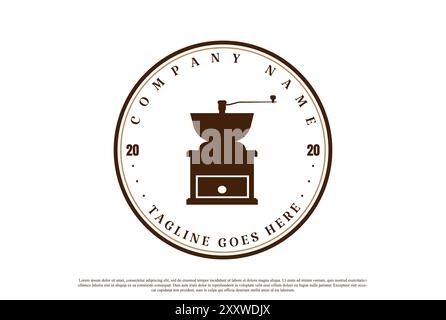 Vintage Retro Coffee Grinder for Cafe Restaurant or Farm Product Logo Design Vector Stock Vector