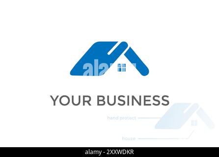 Hand House Real Estate Apartment Insurance Protect Care Logo Design Vector Stock Vector