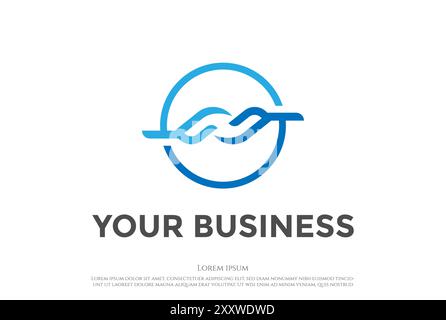 Modern Simple Minimalist Two Hand Connect Hub Chain Logo Design Vector Stock Vector