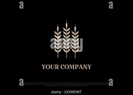 Simple Minimalist Golden Grain Wheat Rice for Brewery or Bakery Logo Design Vector Stock Vector