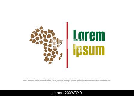 African Map with Leopard or Cheetah Fur for Wildlife Safari Logo Design Vector Stock Vector