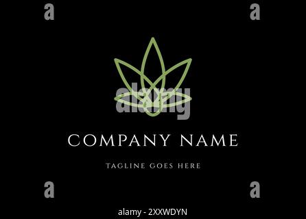 Simple Minimalist Ganja Marijuana Cannabis Leaf with Oil Drop for Hemp CBD Oil Logo Design Vector Stock Vector