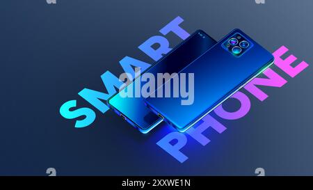 The smartphone is hanging over the table with the camera facing up. Smartphone rotated or turned by camera. Smartphone camera close-up view. Mobile ce Stock Vector