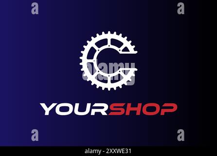 Initial Letter C for Cycle Gear Cog Drive or Bike Sport Club Logo Design Vector Stock Vector