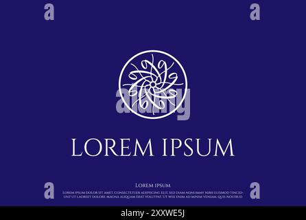 Circle Elegant Luxury Flower Line Pattern Logo Design Vector Stock Vector