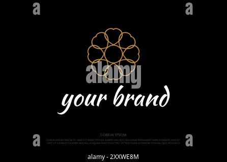 Circle Elegant Golden Luxury Flower Line Pattern Logo Design Vector Stock Vector