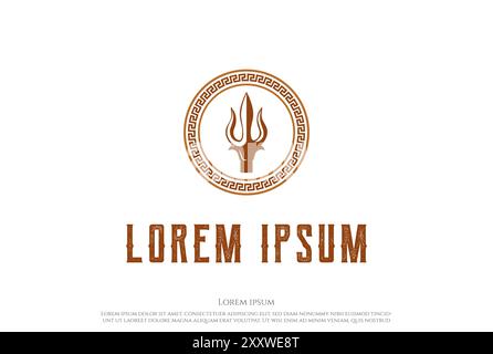 Circular Trident Neptune Lord Poseidon Triton King of the Spear Logo Design Vector Stock Vector