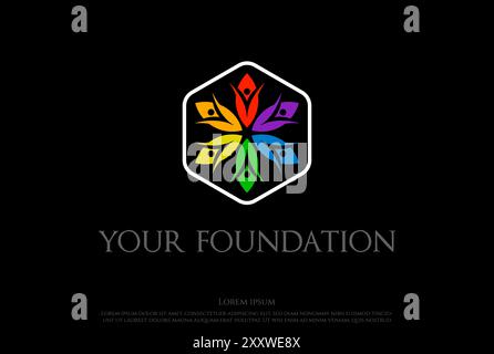 Human Leaf Flower Charity Diversity Community Logo Design Vector Stock Vector