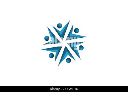 Human Leaf Flower Charity Diversity Community Logo Design Vector Stock Vector