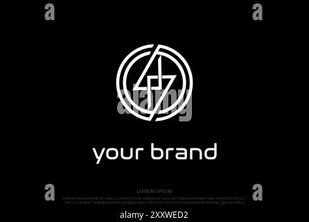 Simple Circular Electric Electricity Monogram Logo Design Vector Stock Vector