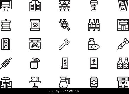 Bar icons collection is a vector illustration with editable stroke. Stock Vector