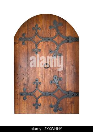 Old wooden door isolated on white background Stock Photo