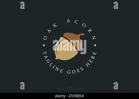 Simple Minimalist Oak Acorn  Nut Logo Design Vector Stock Vector