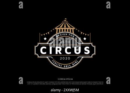 Vintage Retro Circus Tent Badge Label Emblem Sticker Logo Design Vector Stock Vector