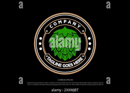 Circular Hop for Craft Beer Brewing Brewery Badge Label Seal Sticker Logo Design Vector Stock Vector