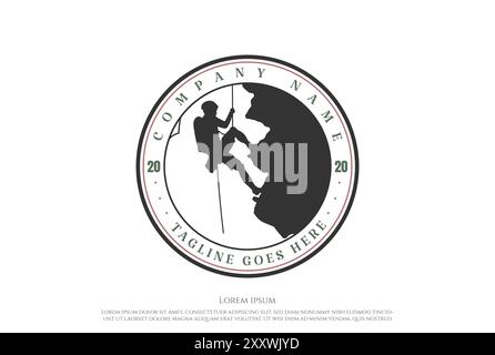 Vintage Retro Climber Man Climbing Sport Club Badge Logo Design Vector Stock Vector