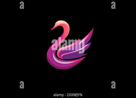 Modern Colorful Luxury Swan Goose Duck Logo Design Vector Stock Vector