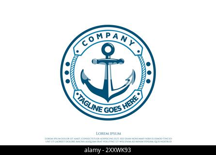 Vintage Circular Anchor Badge Label Seal Sticker for Nautical Marine Transportation Logo Design Vector Stock Vector