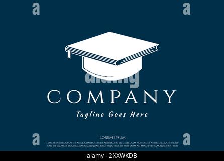 Simple Minimalist Book Graduation Hat for School Education University Logo Design Vector Stock Vector