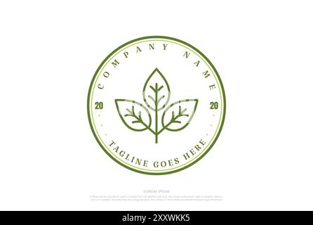 Vintage Retro Leaf Plant Garden Logo Design Vector Stock Vector