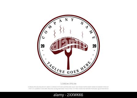 Vintage Retro Barbeque BBQ Barbecue Grill Stamp Logo Design Vector Stock Vector