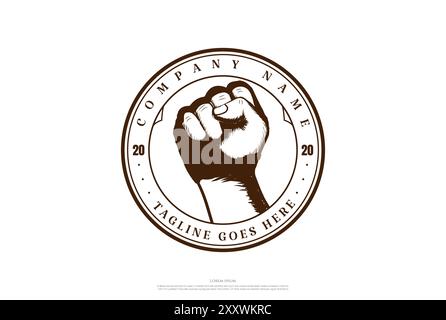 Strong Hands Clenched Rebel Fight MMA Sport Logo Design Vector Stock Vector