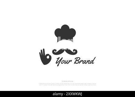 Chef Hat Mustache for Bakery Food Restaurant Logo Design Vector Stock Vector