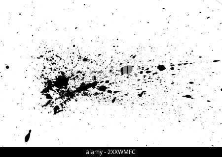 Black ink splashes on white background. abstract grunge texture Stock Photo