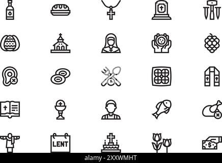 Lent icons collection is a vector illustration with editable stroke ...