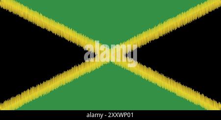 Jamaica Independence Day August 6. Scribble style Jamaica flag vector background. Poster, card, banner. Stock Vector