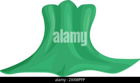 Green silk fabric flowing and waving in the air, isolated on a white background Stock Vector