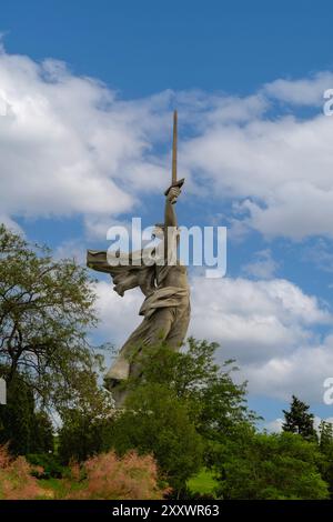 Russia, Volgograd - June 01, 2024: View of the sculpture Motherland calls on Mamayev Kurgan. Monument-ensemble to the Heroes of the Battle of Stalingr Stock Photo